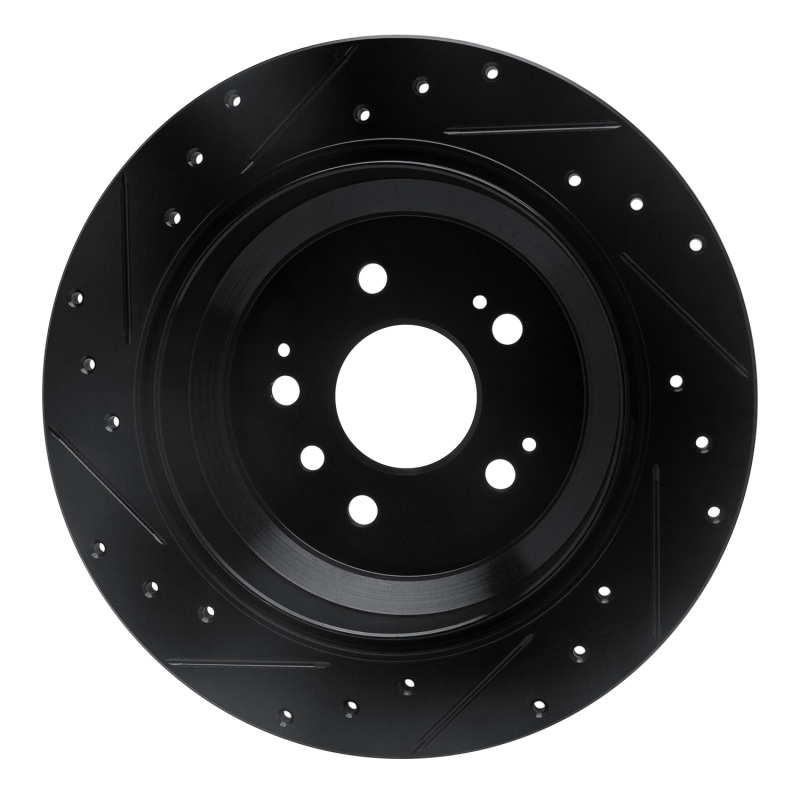 Honda Ridgeline Brake Rotor (1) - Rear Right - R1 Concepts - Drilled & Slotted - Black - `16-`25